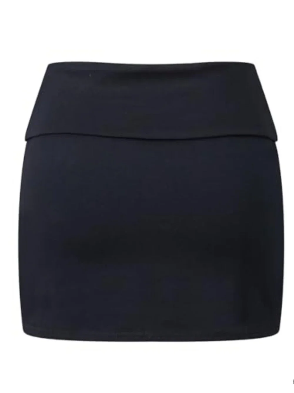 Y2K Fold Over Mini Skirt Elastic Low Waist Bodycon Solid Color Stretchy Micro